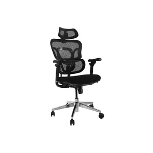Ergonomiska biroja krēsls EQUIP 651053 ar galvas atzveltni un roku balstiem, tīkla atzveltne, polsterēts sēdeklis, augstums 117–135 cm, platums 660 mm, melns