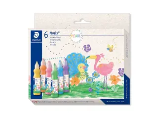 Temperu krāsu komplekts Staedtler 8853M C6 — pudelēs, 6 krāsas (zaļa, oranža, rozā, violeta, dzeltena)