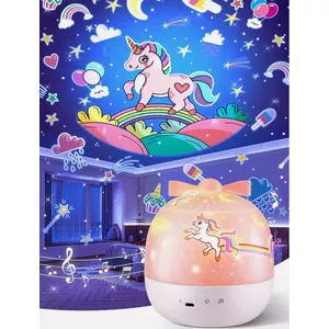 Night Light Projector RoGer RO-KP-UNI-PN unicorn design with colorful projections
