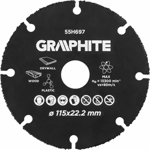 Leņķa slīpmašīnas piederums Graphite 55H697 Svars 92 g