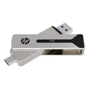 USB флеш-накопитель HP PNY 911 Pro 512 ГБ, USB Type-A и Type-C, USB 3.2 Gen 2, 1000/900 МБ/с, swivel, серебристый
