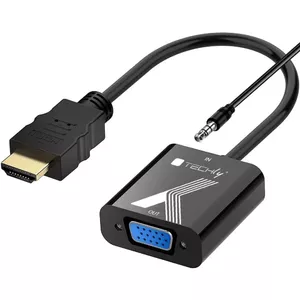 Techly HDMI to VGA Adapter Converter with Audio Jack 0.1m Black