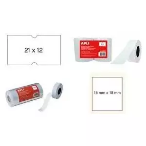 Cenu uzlīmes agipa 101253 16×18 mm baltas ar pastāvīgu līmi — ruļļa pašlīmējošas uzlīmes