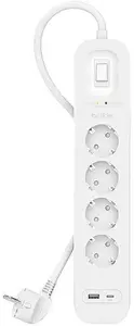 Сетевой фильтр Belkin SRB001VF2M-V2 — 4 розетки, порты USB-C и USB-A, кабель 2 м