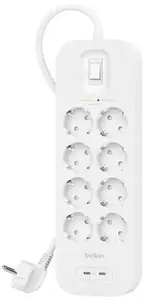 Сетевой фильтр Belkin SRB004VF2M-V2 — 8 розеток, 2 порта USB‑C, защита от перенапряжения