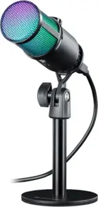 Vadu mikrofons DEFENDER GLOW GMC 400 ar RGB, USB savienojumu un galda statīvu