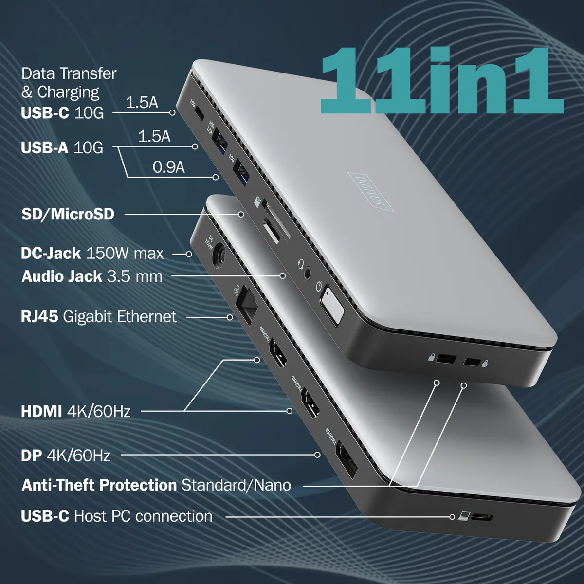 DIGITUS DA-70917 11-portu USB-C dokstacija Photo 4