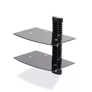 AV Shelf StarTech.com 2 Floating Wall-Mounted Adjustable Height Black Glass 7kg