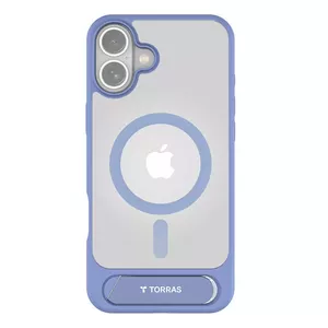 Aizsargapvalks Torras Pstand Series priekš iPhone 16 — zils, slaids ar iebūvētu statīvu