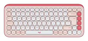 Logitech POP Icon Keys Wireless Bluetooth Mini Keyboard Scissor Key Switch QWERTY US International Pink and White