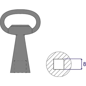 Locking key SCHROFF 4KANT 8MM for cabinet/components, model 60114365
