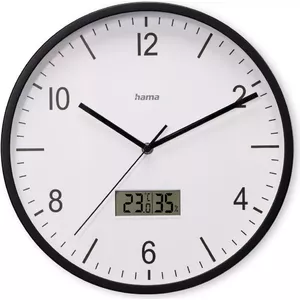 Радиоуправляемые часы Hama Lanzarote Circle Black настенные