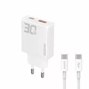 Сетевое зарядное устройство Dudao GaN A30EUT 30W USB-A USB-C + USB-C Кабель Белый