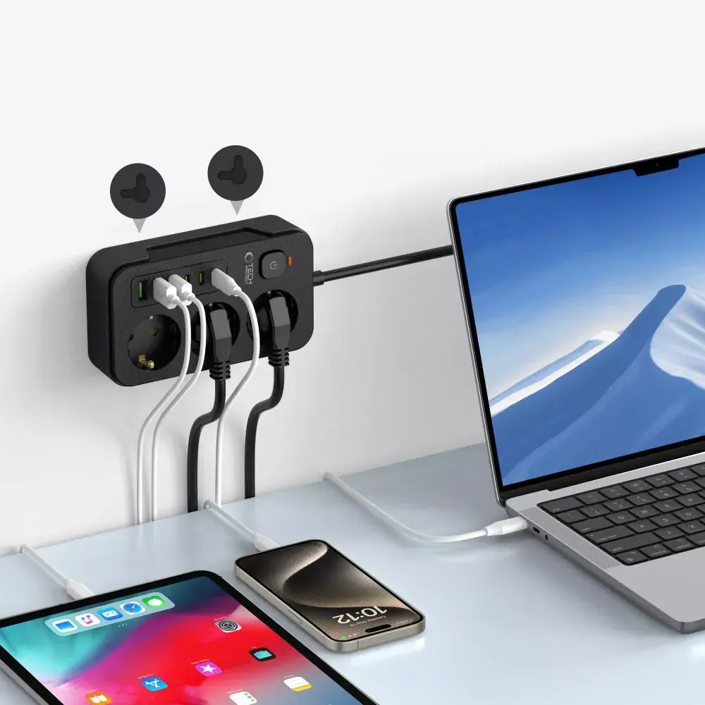 Удлинитель Tech-Protect PC3X6 — 3 розетки, 3 USB-A, 3 USB-C Photo 5