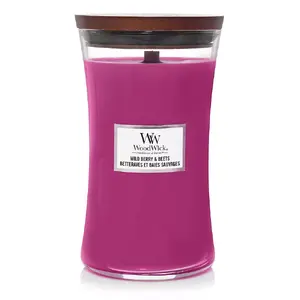 Восковая свеча WoodWick Wild Berry & Beets Large Jar, стеклянный подсвечник, высота 180 мм, диаметр 100 мм
