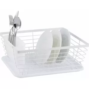 Dish drainer KingHoff KH-1730, dimensions 42.5×32×15.5 cm, stainless-steel rack with drip tray