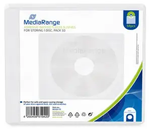 Sleeve case MediaRange BOX69-50 for 1 optical disc, translucent white, pack of 50