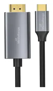 Video adaptera kabelis MediaRange MRCS217 USB Type‑C uz HDMI 1,8 m, melns/ sudraba