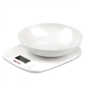 Girmi PS01 Elektriskie virtuves svari baltas apaļas galda LCD 5 kg ietilpība 1 g precizitāte