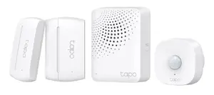 Smart sensor starter kit TP‑Link Tapo — 1×T100 motion, 2×T110 contact, 1×H100 hub, Wi‑Fi, battery powered