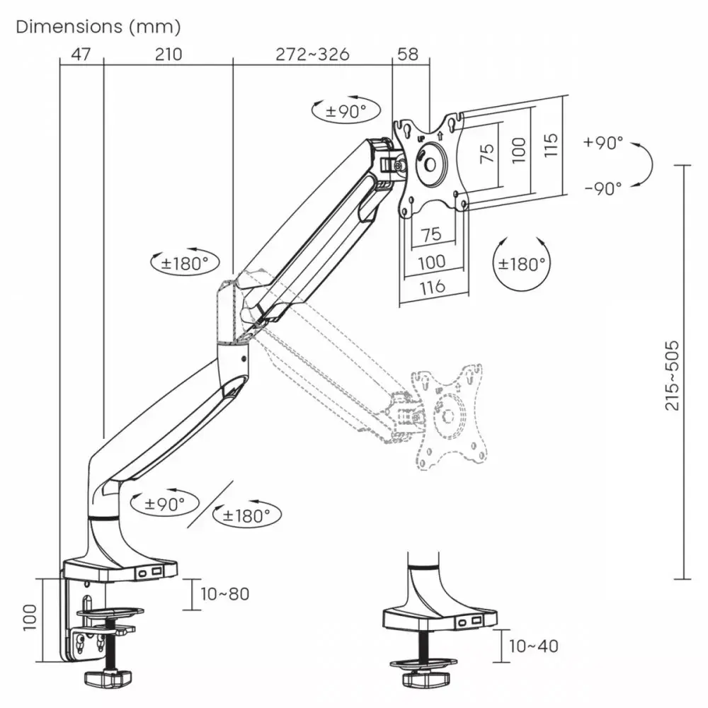 Monitoru stiprinājums MACLEAN MC-969 divkāršs 17–45" 16 kg Photo 4