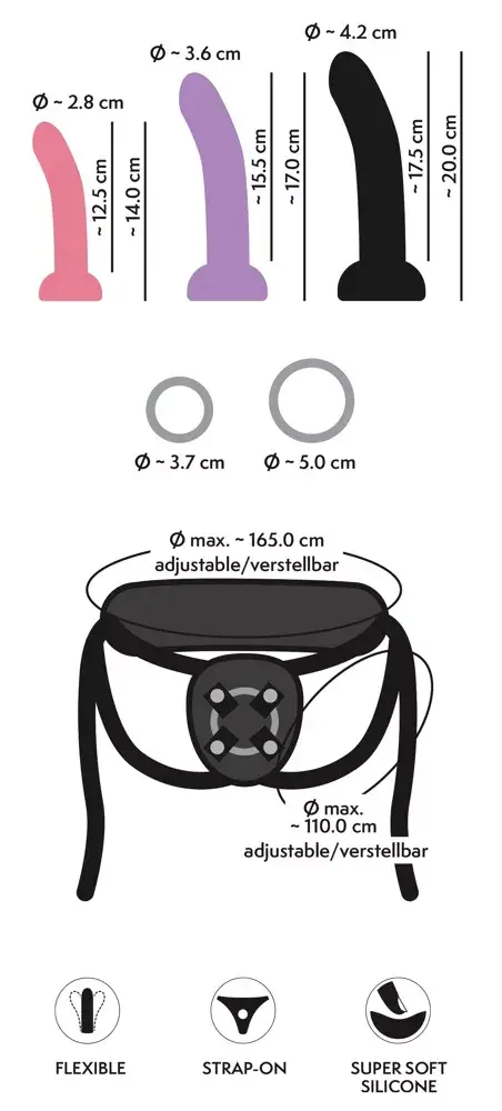 Набор you2toys страпон с 3 силиконовыми дилдо S/M/L Photo 13