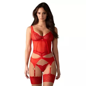 Corset Obsessive Cupide Desir L/XL black, basque with adjustable straps and hook fastening, 94% polyamide, 6% spandex