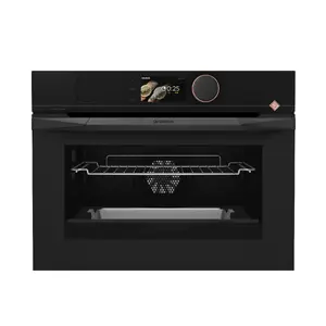 Built-in electric compact oven De Dietrich DKR4741H — 1L steam tank, TFT 4.3" screen, pyrolysis self-cleaning, max temp 275°C, energy class A