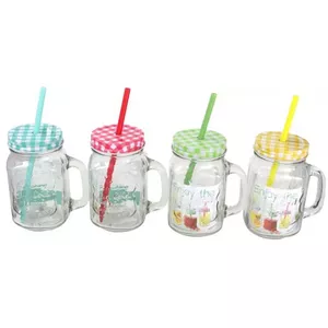 Smoothie bottle MPL Consulting PL4123468305 400 ml glass with plastic straw and metal lid