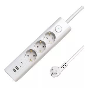 Microconnect 3-veidu USB Schuko Strāvas Slēdzis 1.5M Balts 3 AC Kontaktligzdas 230V