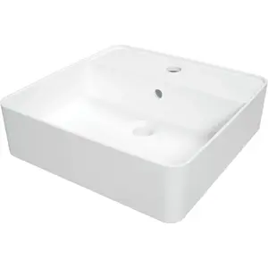 Countertop ceramic washbasin deante CGS_6U4B with space for a tap
