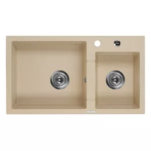 Granite 2-bowl sink Deante ZQI_7203, black, durable design