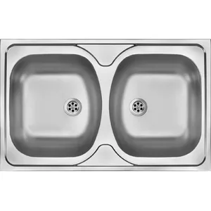 2-bowl steel sink deante ZM5 3200 overlay, stainless steel double bowl, undermount/overlay compatible