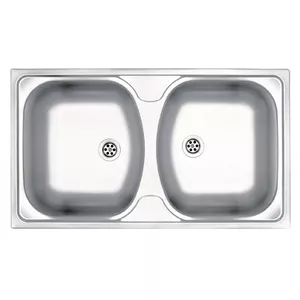 2-bowl stainless steel kitchen sink Deante ZMU 3200 — steel construction, double bowl layout