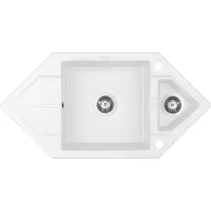 Granite 1.5-bowl kitchen sink deante ZQP A653 with drainer space-saver