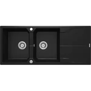 Granite 2-bowl kitchen sink Deante ZQN N213 with drainer