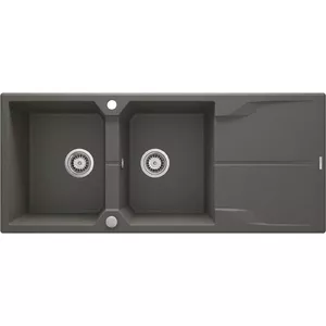 2-bowl granite sink deante ZQN_T213 with drainer, durable granite construction