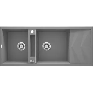 2-bowl kitchen sink deante ZRM_S213 magnetic granite with drainer, double bowl, integrated drainer