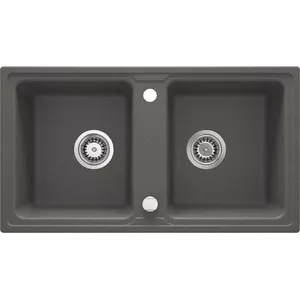 Granite 2-bowl sink Deante ZQZ T203 in black — double-basin kitchen sink