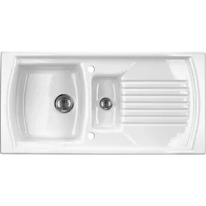 Ceramic 1.5-bowl sink Deante ZCL_651N with drainer