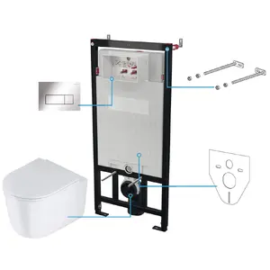 Concealed toilet set deante CDJS6ZPW 6-in-1 with dual flush and compact design