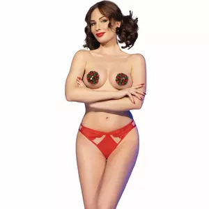 Накладки на соски и трусики CHILIROSE SETS CR 4839 красный L/XL, комплект с накладками и трусиками, размер L/XL