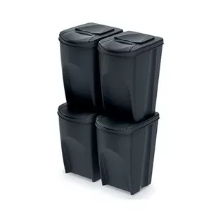 Trash bin Prosperplast IKWB35S4-S411 4 × 35 L black, modular multi-compartment waste container