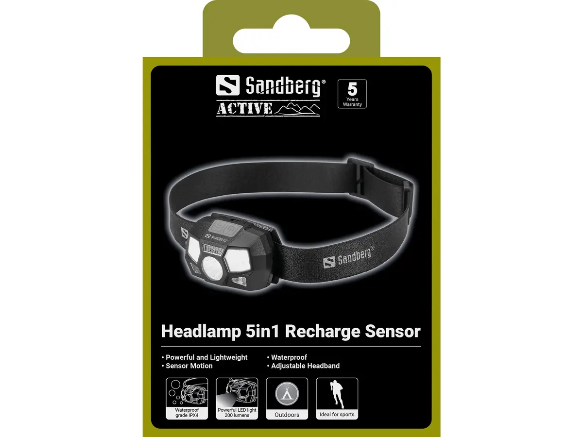 Sandberg Headlamp 5in1 Recharge Sensor lukturis Photo 3