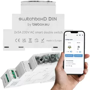 DIN rail switch box bleBox switchboxD (model 36805) for smart home modular installation