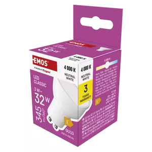 LED MR16 3W EMOS GU10 345 lm Neitrālā balta (NW)
