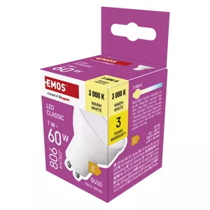 LED MR16 7W spuldze EMOS GU10 806 lm Silti balta