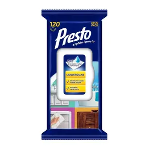 Wet wipes PRESTO Universal 120 pcs — disposable moist cleaning wipes for surfaces and hands