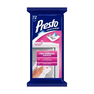 Mitrās salvetes PRESTO 72 gab. — daudzvirsmu tīrīšanai