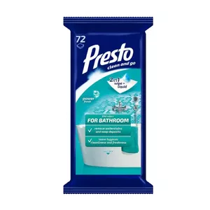Mitrās vannas salvetes PRESTO 72 gab. — vienreizlietojamas tīrīšanas salvetes vannas virsmām